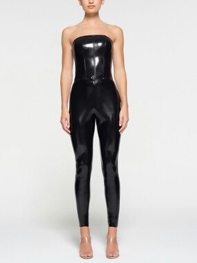 SKIMS Black Latex Corset Top